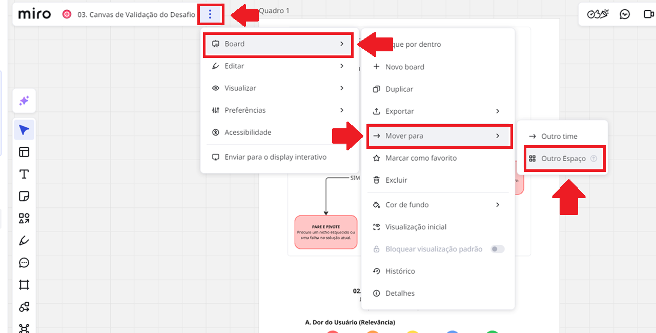 Mover o board para o espaço de trabalho do grupo
